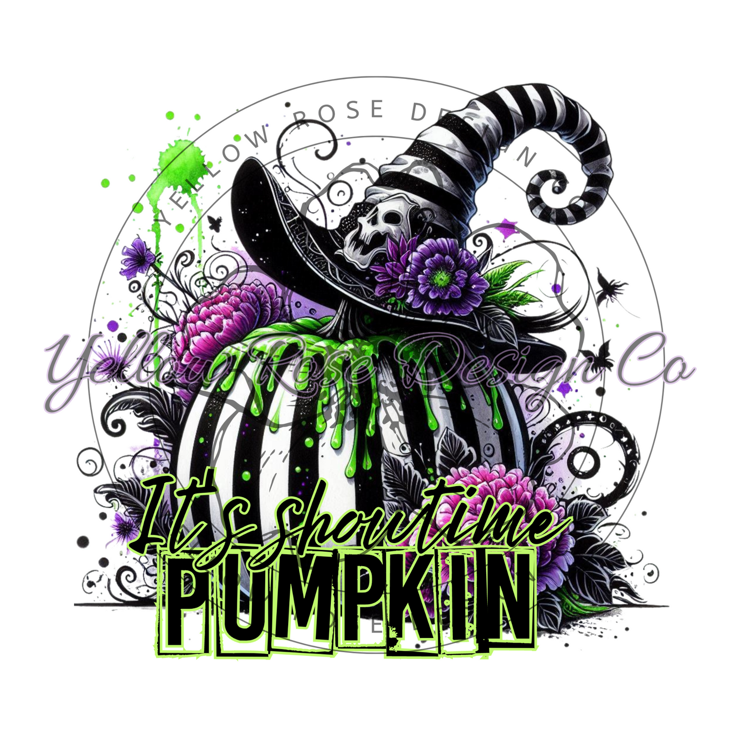 It's Showtime Pumpkin green and black Halloween png