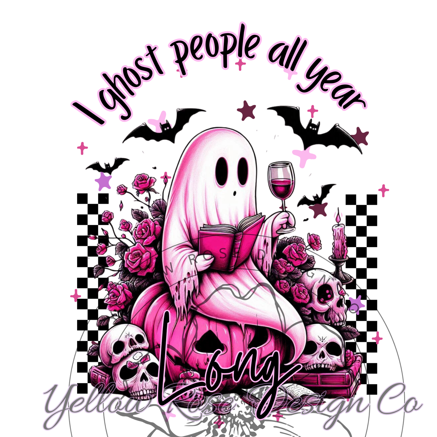 I Ghost People All Year Long Pink Halloween Digital Download PNG