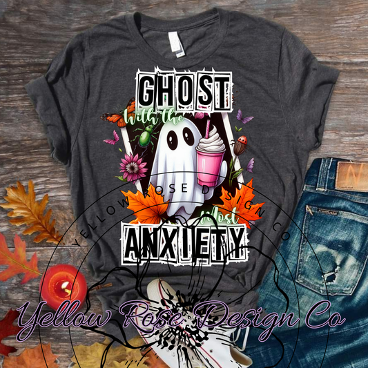 Ghost with the most anxiety, Fall or Halloween Humorous tshirt design png