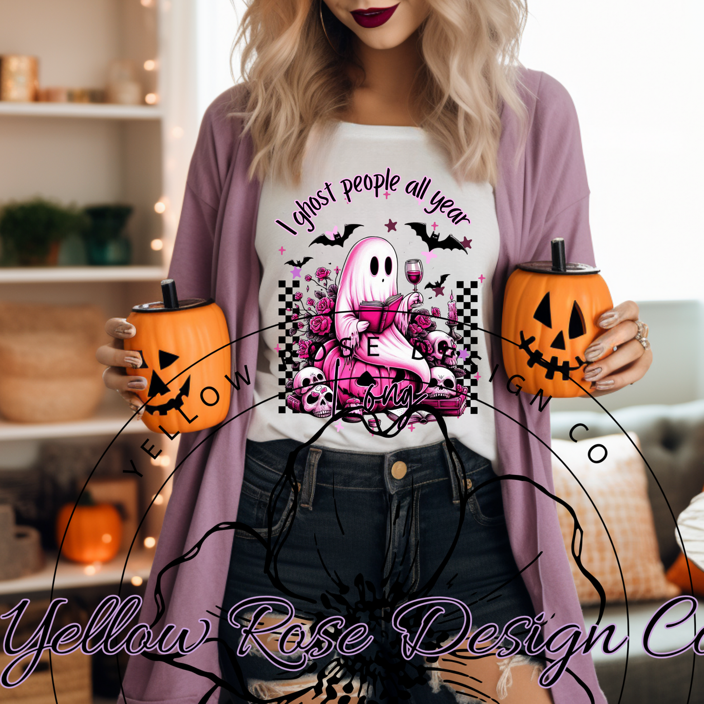 I Ghost People All Year Long Pink Halloween Digital Download PNG