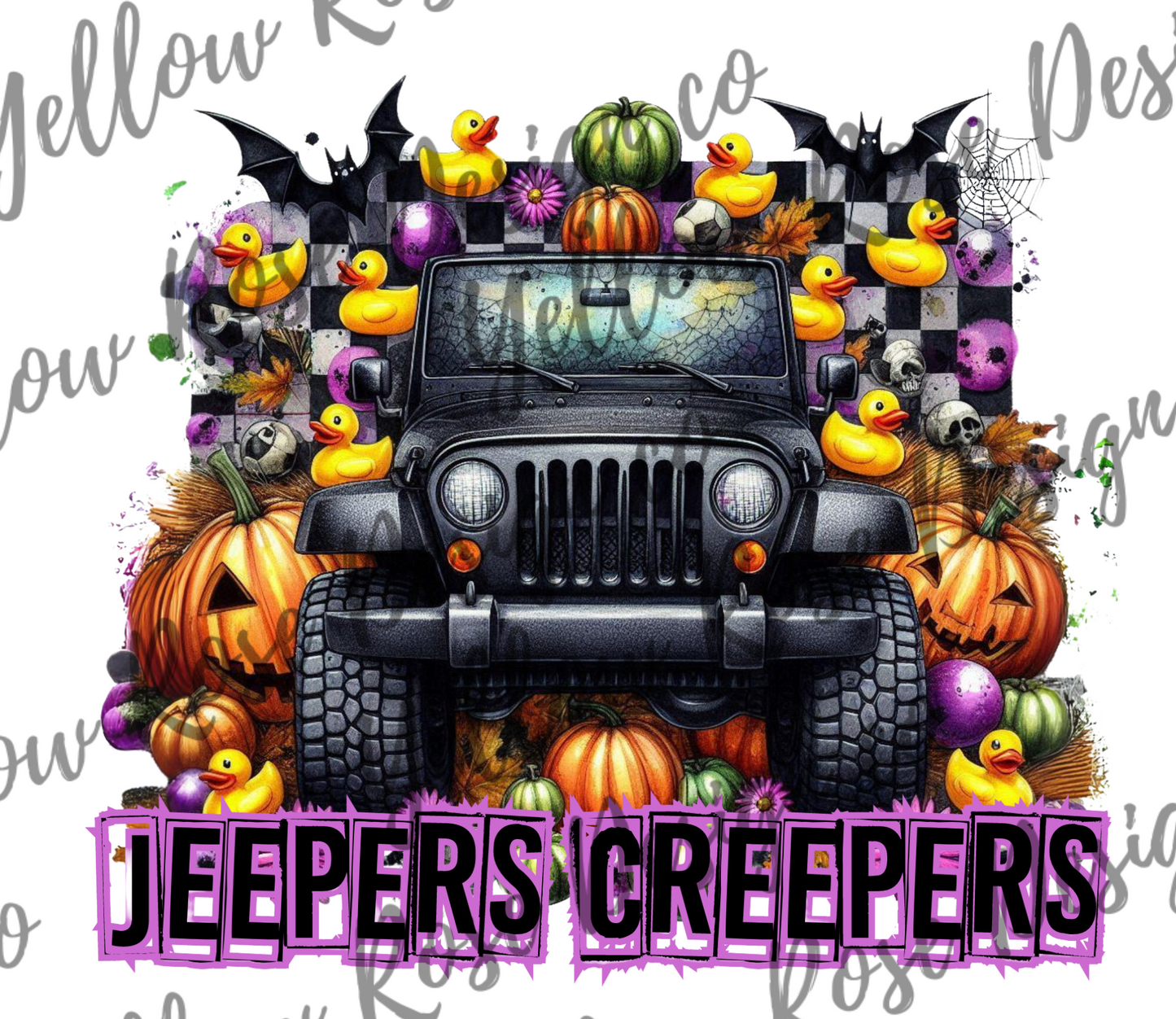 Jeepers creepers spooky Halloween tumbler wrap, creepy jeep with ducks tumbler design png