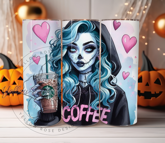 Blue corpse, pink  Halloween tumbler design png